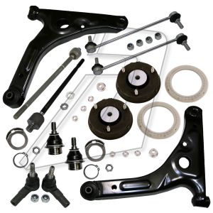 Ford Transit Front Left and Right Suspension Control Arm Wishbone Ball Joint Steel Anti Roll Bar Link Tie Rod End with Rack End Axle Joint Top Strut Mount Kit